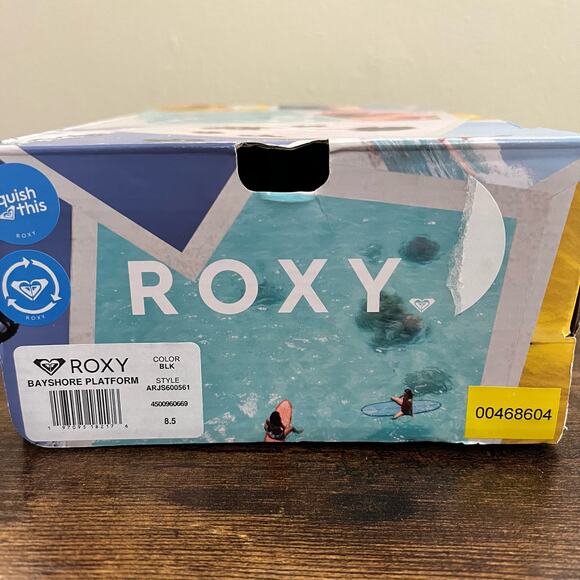 ROXY Bayshore Platform Sneakers 8.5 Black Canvas Lace Up Memory Foam Slip On - Picture 10 of 10
